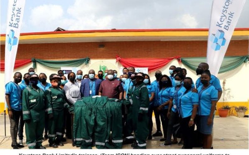 Keystone Bank trainees donate street sweepers’ uniforms to LAWMA