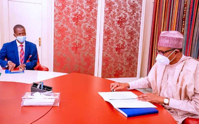 Breaking: Buhari in closed-door meeting with Malami, EFCC’s Bawa