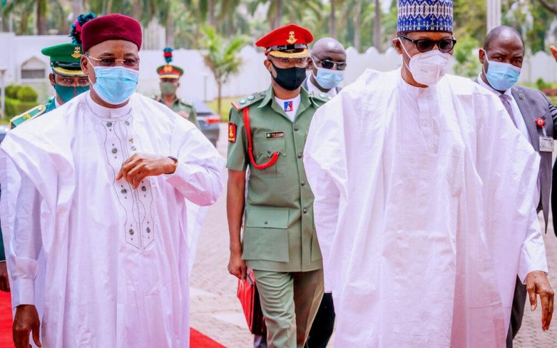 Buhari receives Mahamadou Issoufou, President of Niger at State House, Abuja