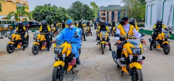 Ganduje rides power bike, inaugurates 25 to control traffic