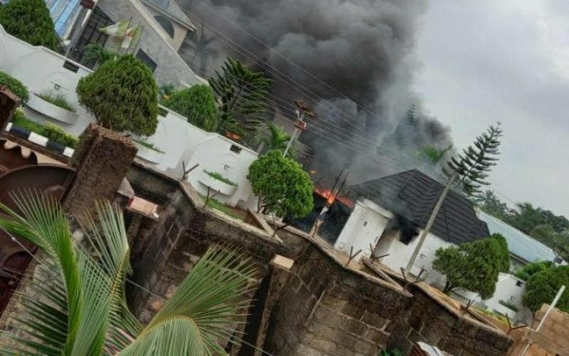BREAKING: Gov Uzodinma’s house on fire, vehicles burnt, one fear dead (Videos, Photos)