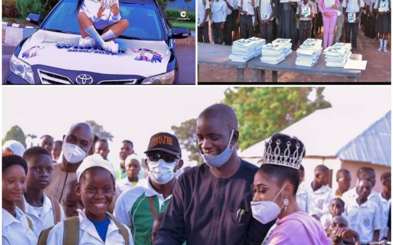 Queen Tracy Solomon distributes learning materials, boreholes in Nasarawa
