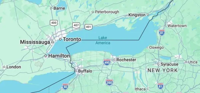 Google Maps renames Lake Ontario ‘Lake America’ in US – but not Canada