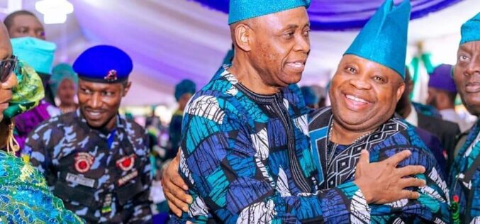 Video: Adeleke prostrates before elder brother in show of respect