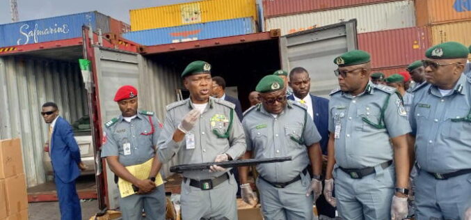 Customs intercepts pump-action rifles at Tin Can Port, suspect on the run