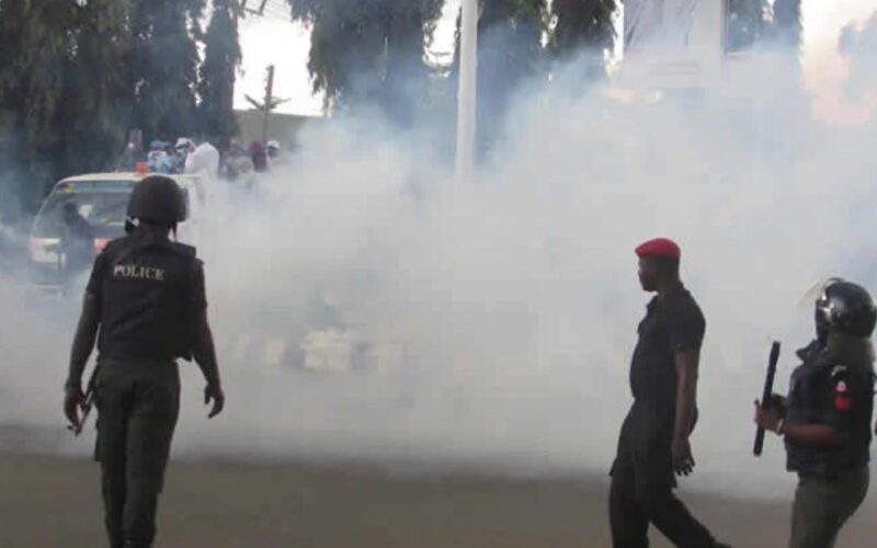 Police teargas pensioners protesting pension arrears at Lagos House