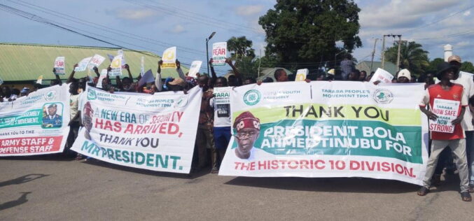 Arewa Youths laud Tinubu over creation of 10 division in Taraba