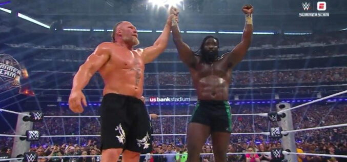 WWE star Oba Femi beats Brock Lesnar in first-ever Hell in a Cell match