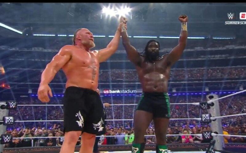 WWE star Oba Femi beats Brock Lesnar in first-ever Hell in a Cell match