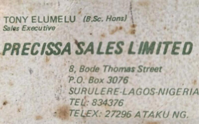 Elumelu shares old business card from days as photocopier salesman