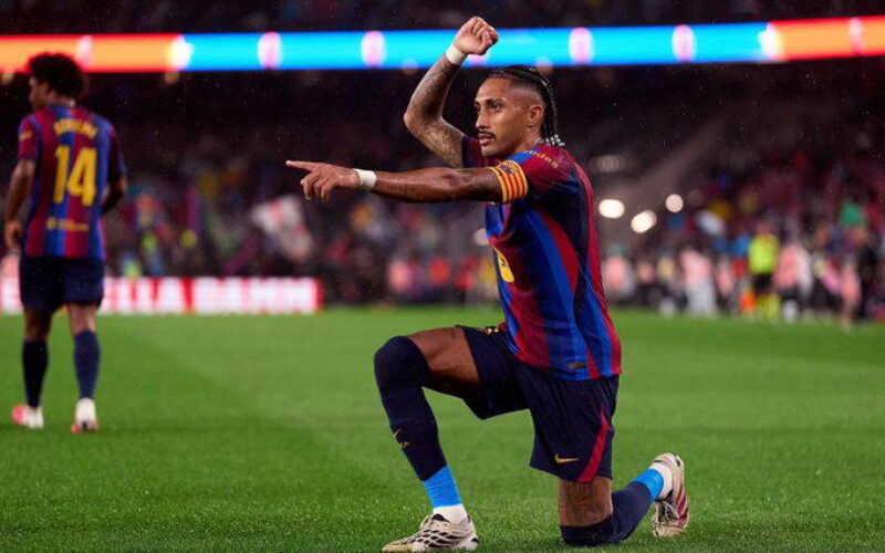Raphinha, Yamal fire Barcelona to 7-2 win over Racing Santander